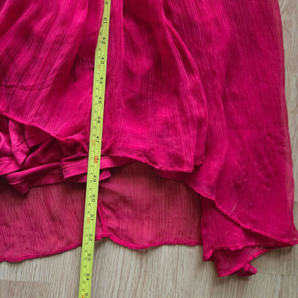 Soft Surroundings Red Babydoll Midi Dress 6 Semi-sheer Chiffon Wedding Romantic - Picture 12 of 12